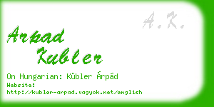arpad kubler business card